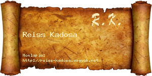 Reiss Kadosa névjegykártya
